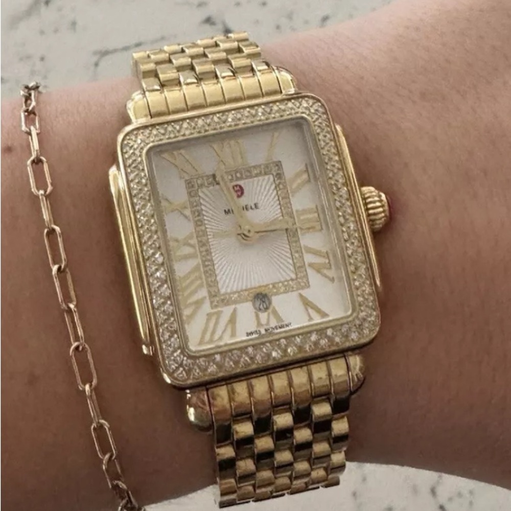 MICHELE DECO -0.60ct. TCW Diamond Lady's 31mm Watch, Bracelet 7.5” MWW06G000003 - Picture 3 of 13